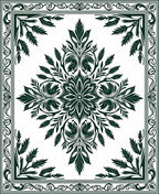 Dark Green Floral Medallion Design Rug