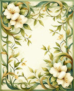 Elegant Floral Leaf Border Design Rug