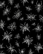 White Insects Sketch Pattern Rug