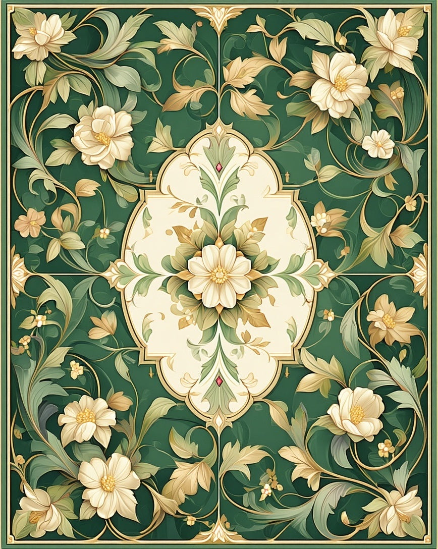 Ornate Floral Vine Pattern Rug