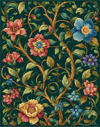 Emerald Garden Floral Vine Rug