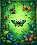 Vibrant Butterfly Garden Nature Pattern Rug