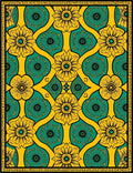 Bold Floral Yellow Emerald Pattern Rug