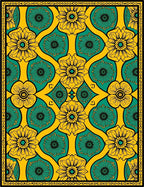 Bold Floral Yellow Emerald Pattern Rug
