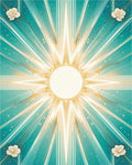 Radiant Sunburst Teal Floral Design Rug