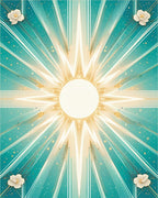 Radiant Sunburst Teal Floral Design Rug
