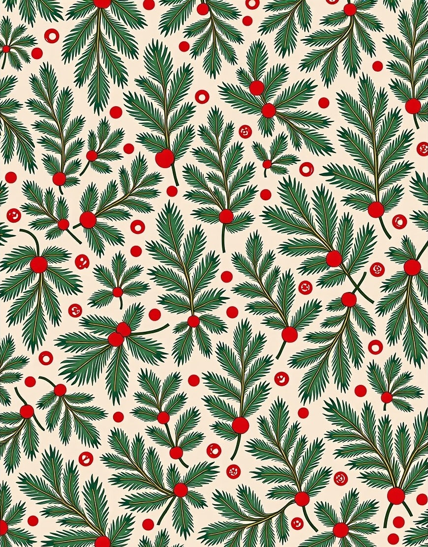 Festive Green Pine Berry Garland Rug
