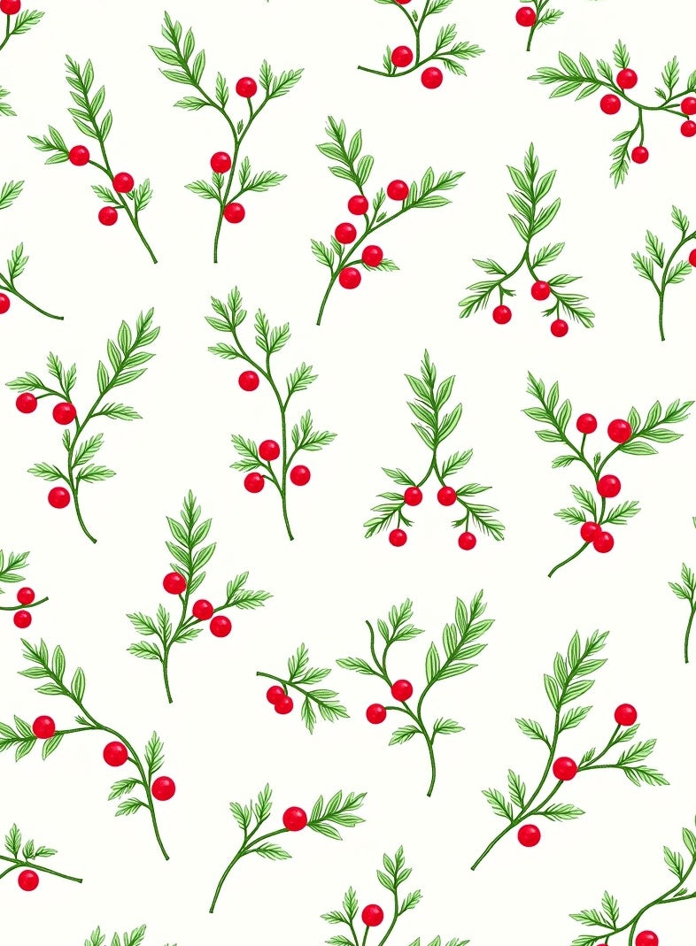 Delicate Red Berry Botanical Illustrations Rug