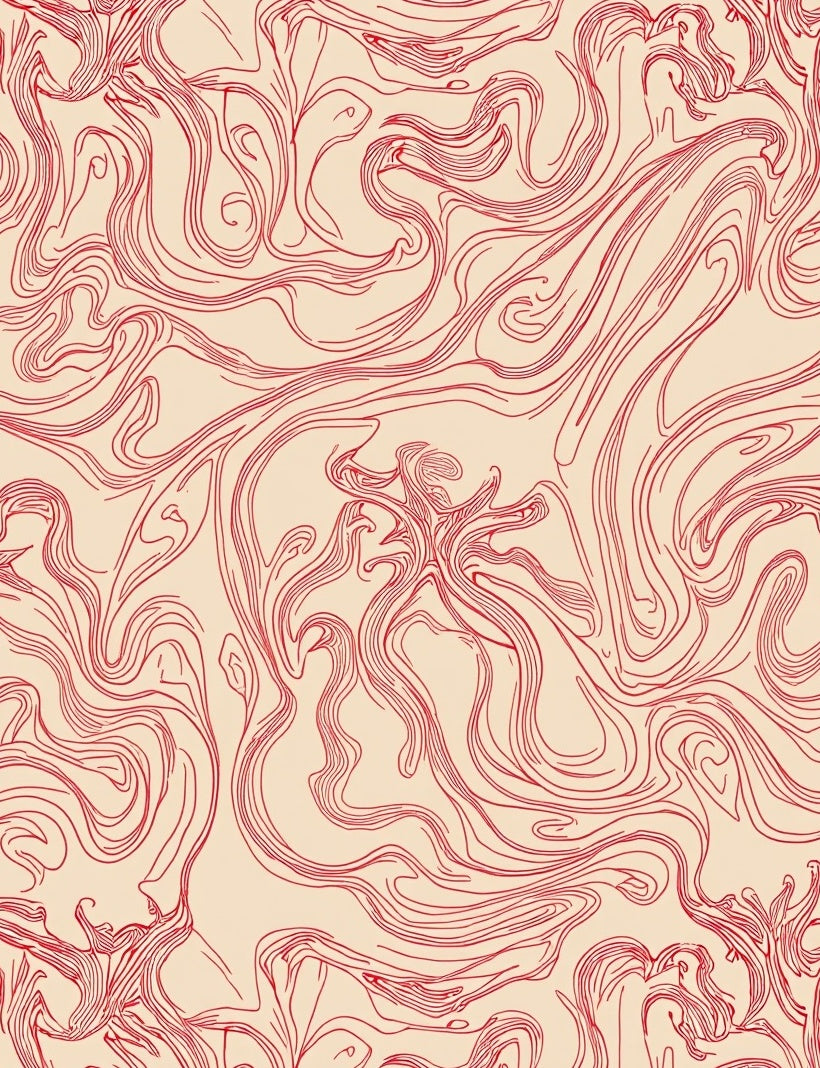Red Swirl Abstract Pattern Design Rug