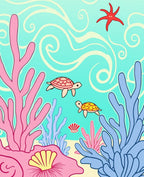 Ocean Life Coral Turtle Pattern Rug