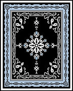 Black Floral Motif With Light Blue Accents Rug