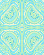 Soft Aqua Cream Swirl Kaleidoscope Rug