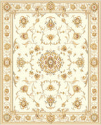 Ornate Floral Scrollwork Cream Rug