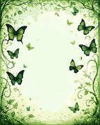 Enchanted Garden Green Butterfly Design Rug
