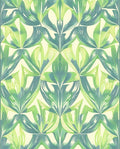 Stylized Green And Blue Art Nouveau Floral Rug