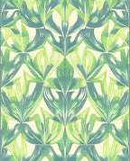Stylized Green And Blue Art Nouveau Floral Rug