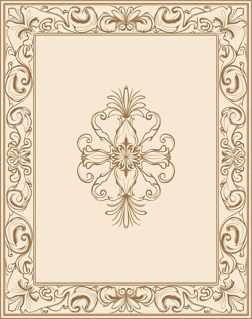 Elegant Floral Scrollwork Beige Rug