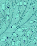 Teal Feather And Petal Design Rug