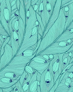 Teal Feather And Petal Design Rug