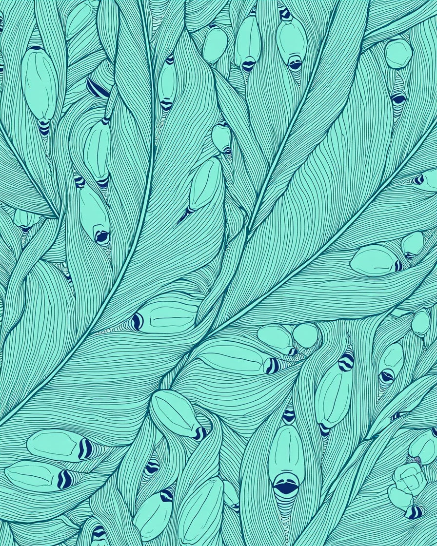 Teal Feather And Petal Design Rug