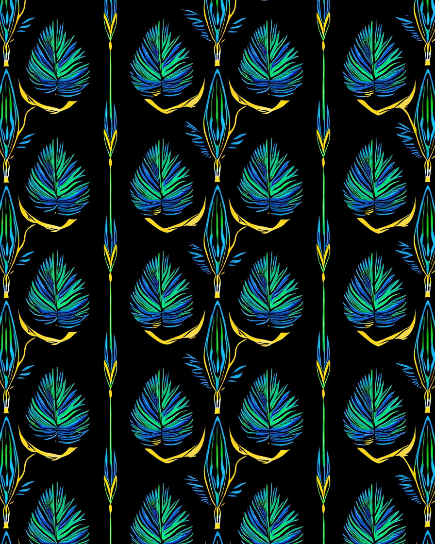 Tropical Leaf Pattern With Yellow Accents Rug