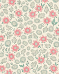 Pink Floral Meadow Pattern Rug