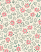 Pink Floral Meadow Pattern Rug