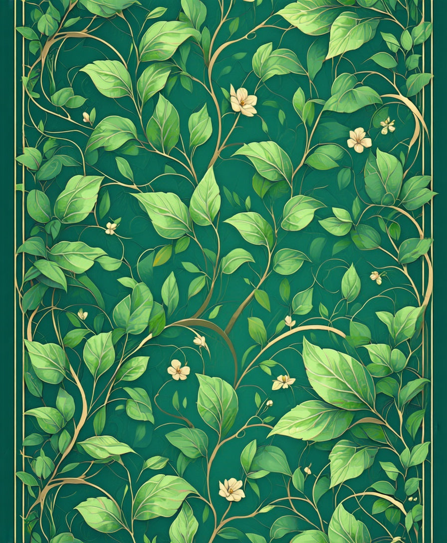Verdant Vines With Delicate Blossoms Rug