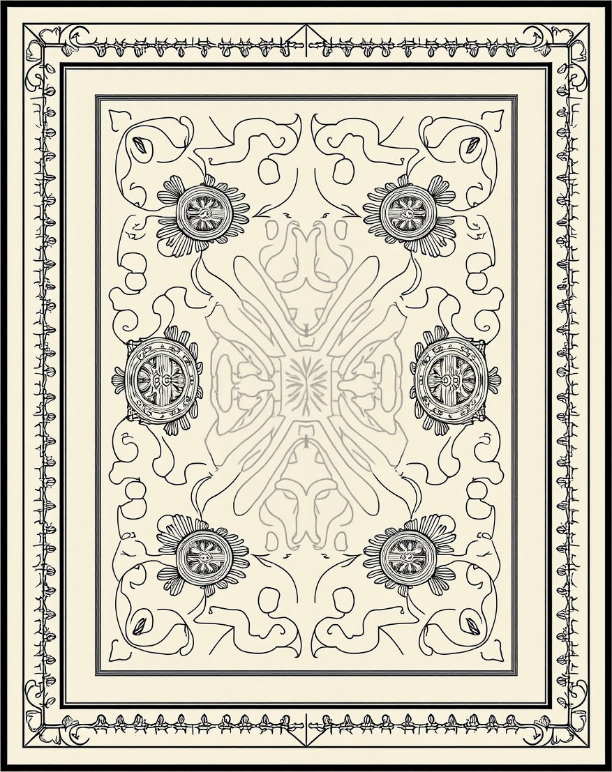 Ornate Floral Emblem Pattern Rug
