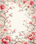 Elegant Pink Floral Branch Pattern Rug