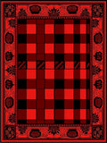Classic Red Black Checked Border Design Rug