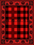 Classic Red Black Checked Border Design Rug