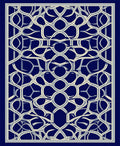 Intricate Blue And Cream Interlocking Pattern Rug