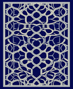 Intricate Blue And Cream Interlocking Pattern Rug