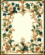 Ornate Floral Leaf Scrollwork Design Rug