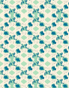 Teal Abstract Blobs Lines Pattern Rug