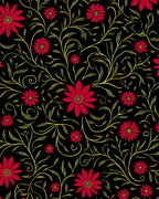 Red Flower Vine Pattern Rug