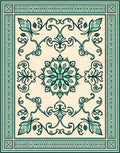 Cream And Teal Floral Medallion Rug