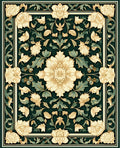 Cream Emerald Floral Frame Rug