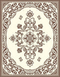 Ornate Floral Scrollwork Brown Cream Rug
