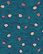 Oceanic Waves Shell Pattern Rug