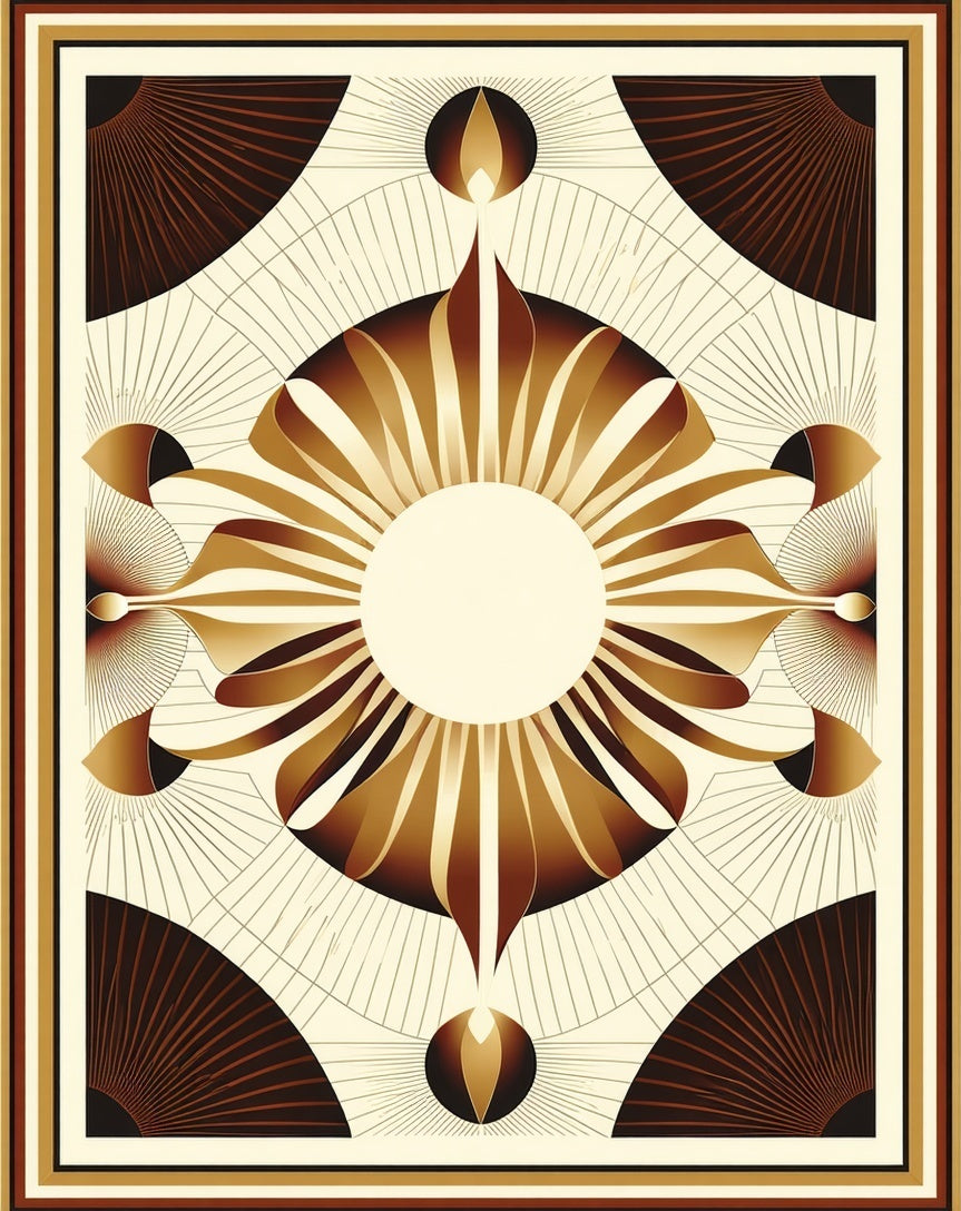 Art Deco Sunburst Fan Design Rug