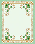 Elegant Green and Gold Floral Frame Rug