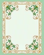 Elegant Green and Gold Floral Frame Rug
