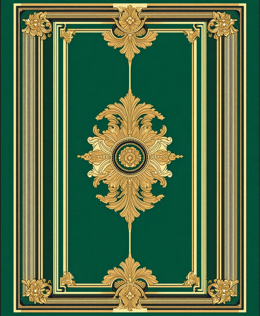 Ornate Green With Gold Accents Rug