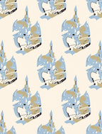 Abstract Blue Tan Sketchy Pattern Rug