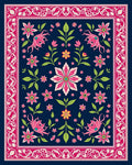 Elegant Floral Design with Border Rug
