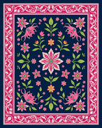 Elegant Floral Design with Border Rug
