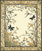 Nature Dragonfly Floral Vines Rug