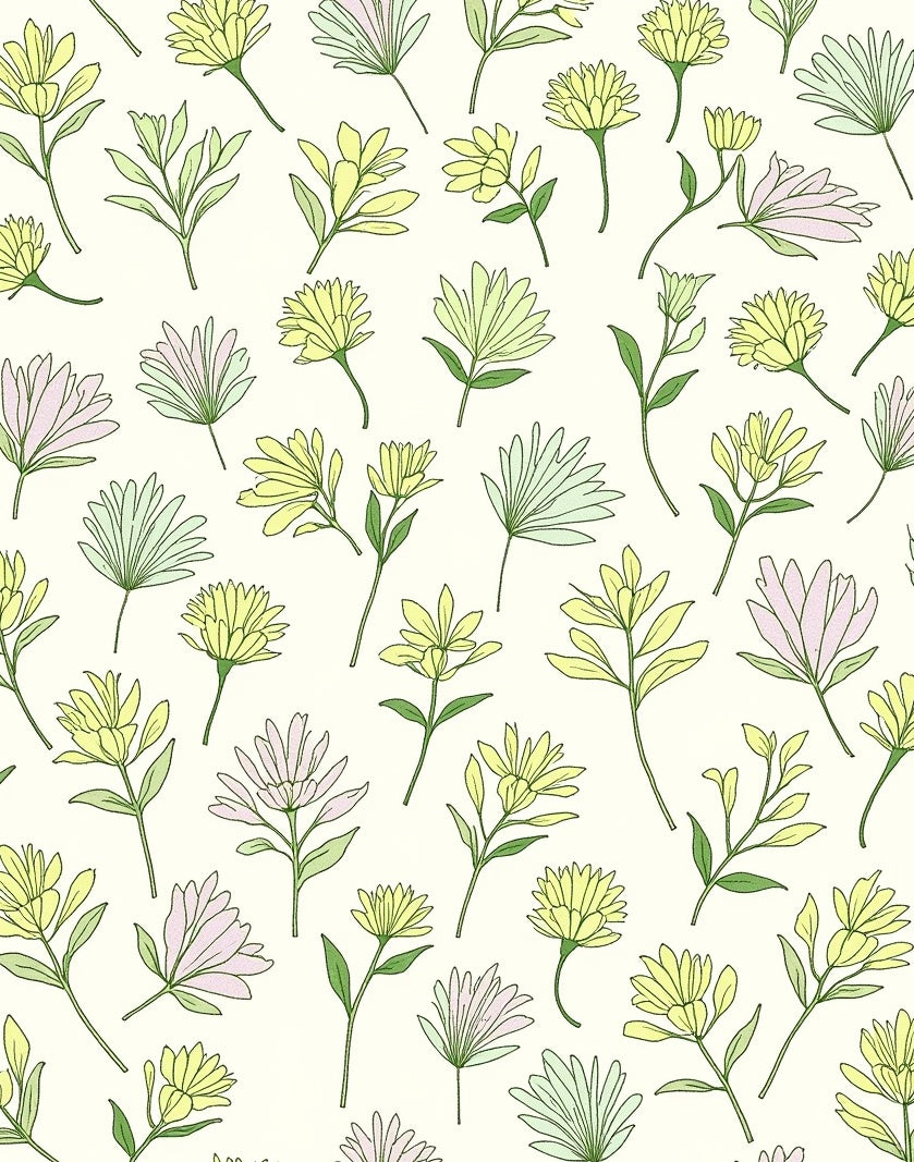 Delicate Floral Botanical Pattern Design Rug